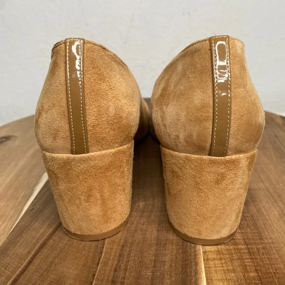 Margaux The Heel Tan Suede Block Heel Pumps Shoes Classic Quiet Luxury Size 11.5